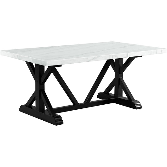 Elements International Tuscany Dining Table with Marble Top and Trestle Base CTC100DTTB IMAGE 1