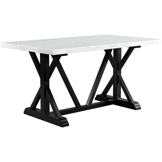 Elements International Tuscany Counter Height Dining Table with Marble Top and Trestle Base CTC100CTTB IMAGE 1