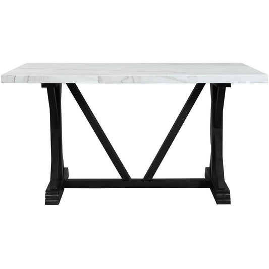 Elements International Tuscany Counter Height Dining Table with Marble Top and Trestle Base CTC100CTTB IMAGE 2