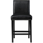 Elements International Meridian Faux Leather Counter Height Side Chair Set in Black IMAGE 2