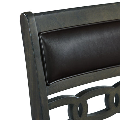  Elements International Amherst Counter Side Chair W/PU Cushion Grey Finish IMAGE 6