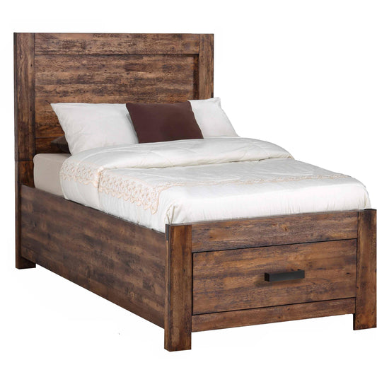 Elements International Warner Twin Platform Storage Bed in Chestnut IMAGE 1