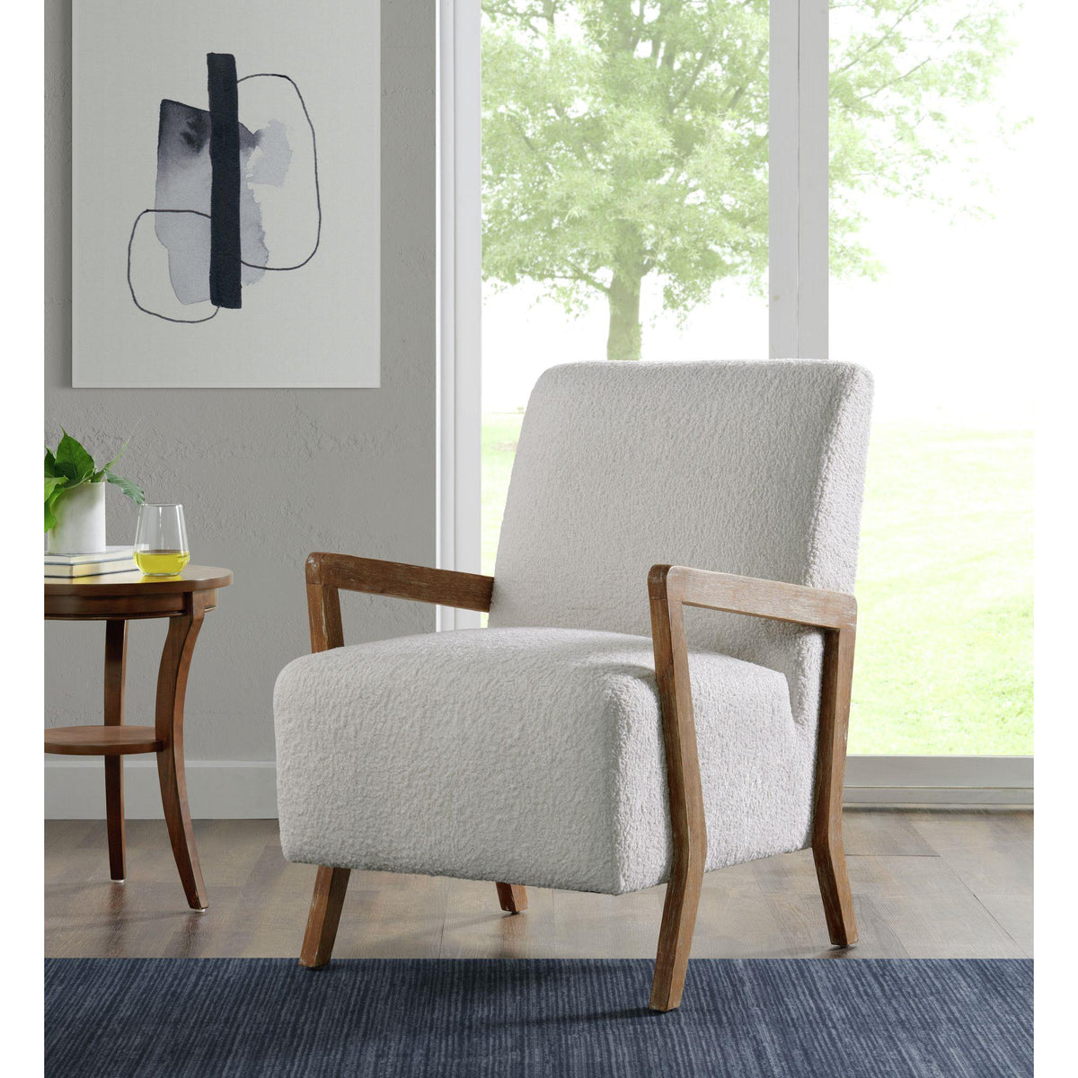  Elements International Enzo Accent Chair Sheep Skin White IMAGE 2