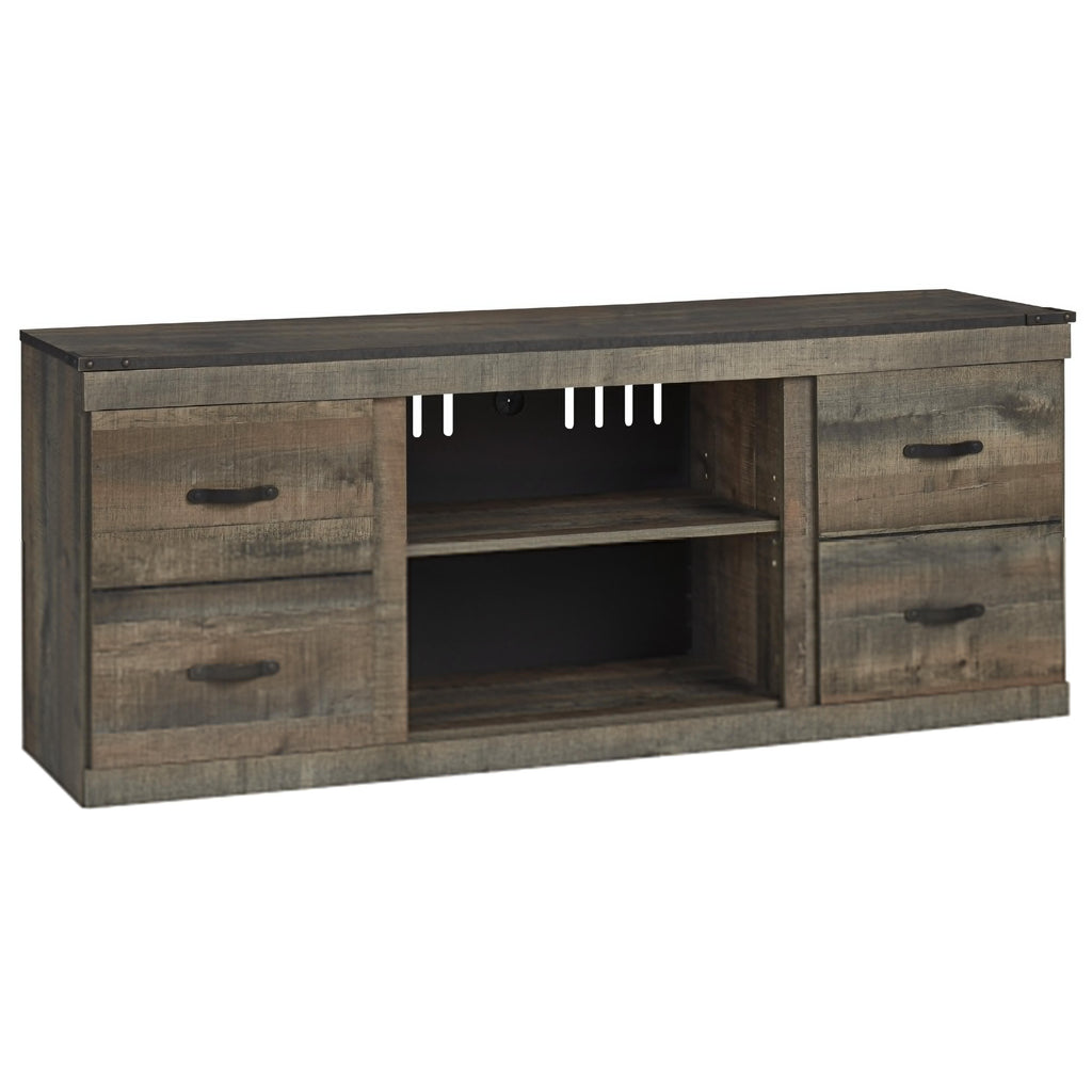 Signature Design by Ashley Trinell EW0446-268 Large TV Stand with Fireplace Option | American Furniture of Slidell