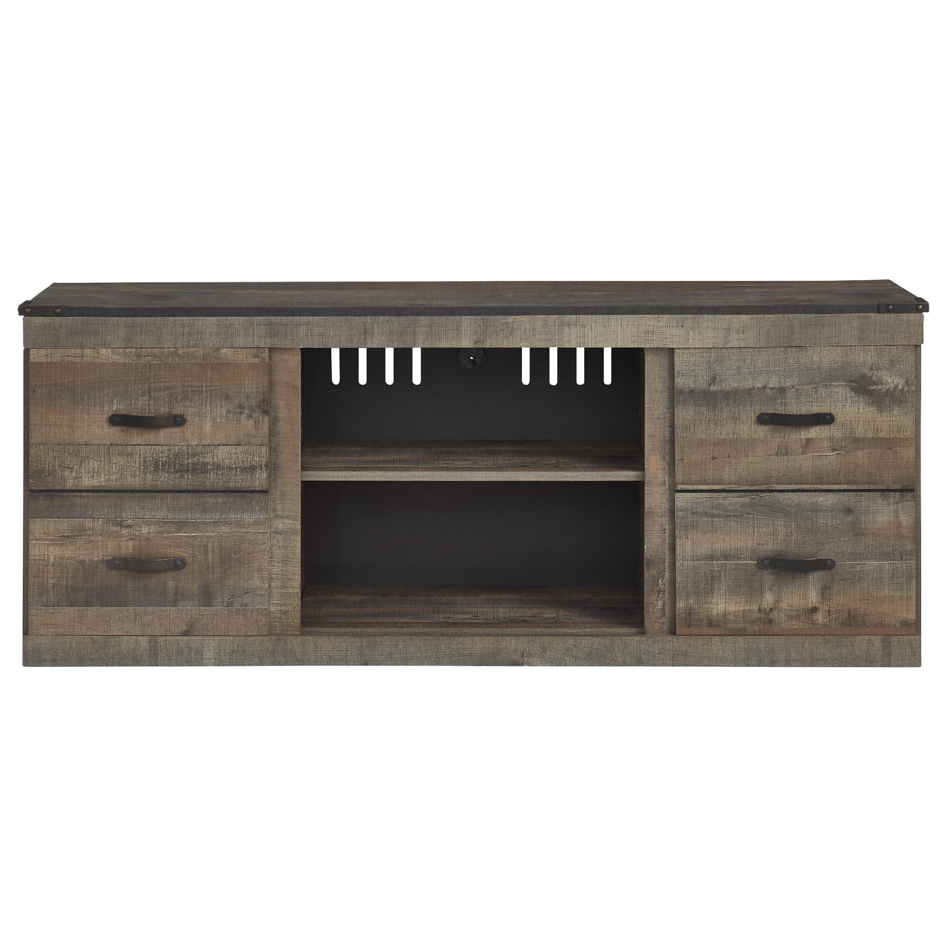 Signature Design by Ashley Trinell EW0446-268 Large TV Stand with Fireplace Option | American Furniture of Slidell