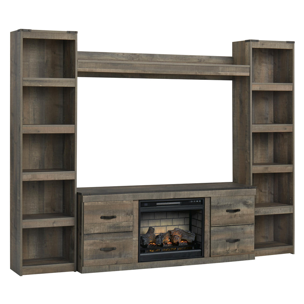  Signature Design by Ashley Trinell EW0446W9 4 pc Entertainment Center with Electric Fireplace IMAGE 1