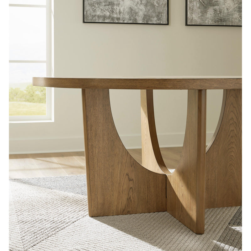 Signature Design by Ashley Round Dakmore Dining Table with Pedestal Base D783-50 IMAGE 7