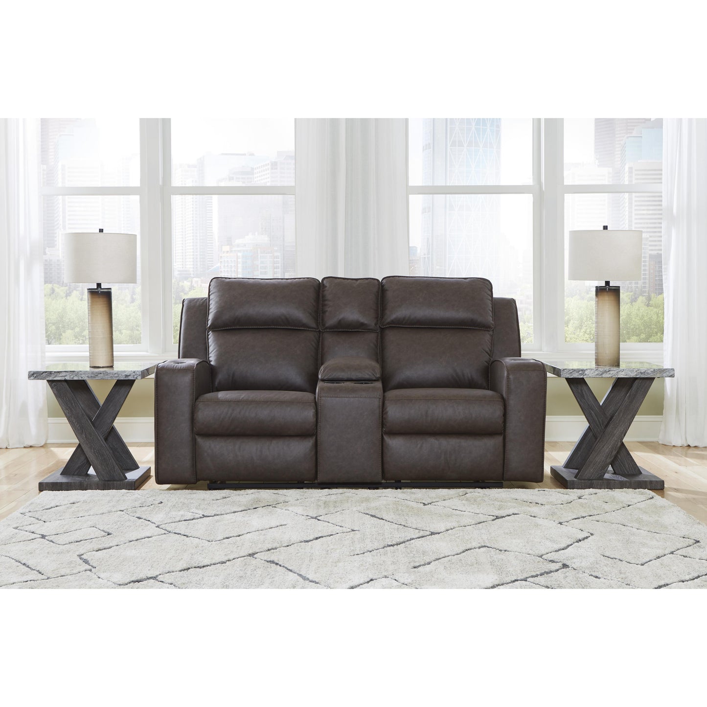 Signature Design by Ashley Lavenhorne Reclining Leather Look Loveseat 6330694 IMAGE 6