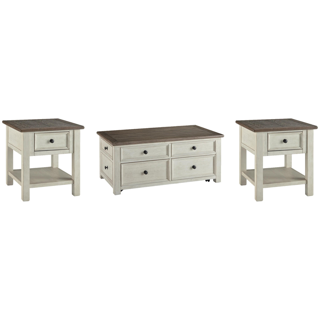  Signature Design by Ashley Bolanburg T637T3 Coffee Table and 2 End Tables IMAGE 1