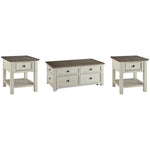  Signature Design by Ashley Bolanburg T637T3 Coffee Table and 2 End Tables IMAGE 1