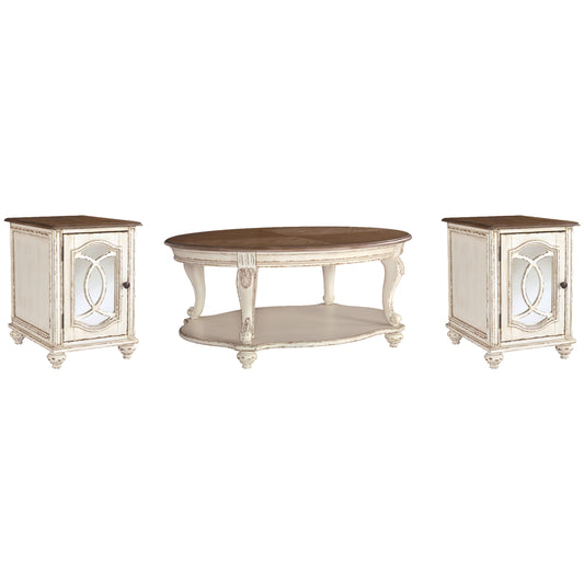  Signature Design by Ashley Realyn T743T2 Coffee Table and 2 End Tables IMAGE 1