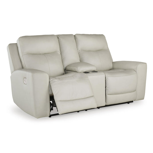 Signature Design by Ashley Mindanao U5950518 Power Reclining Loveseat with Console and Adjustable Headrest IMAGE 2