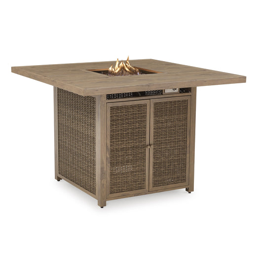  Signature Design by Ashley Walton Bridge P749-665 Square Bar Table with Fire Pit IMAGE 2