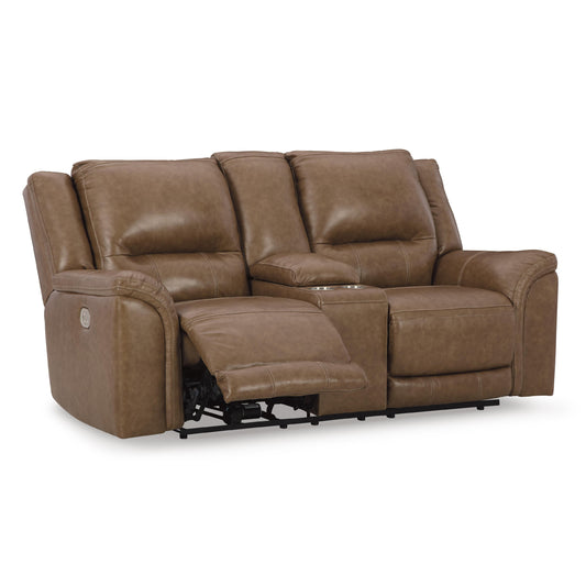 Signature Design by Ashley Trasimeno U8281518 Power Reclining Loveseat with Console and Adjustable Headrest IMAGE 2