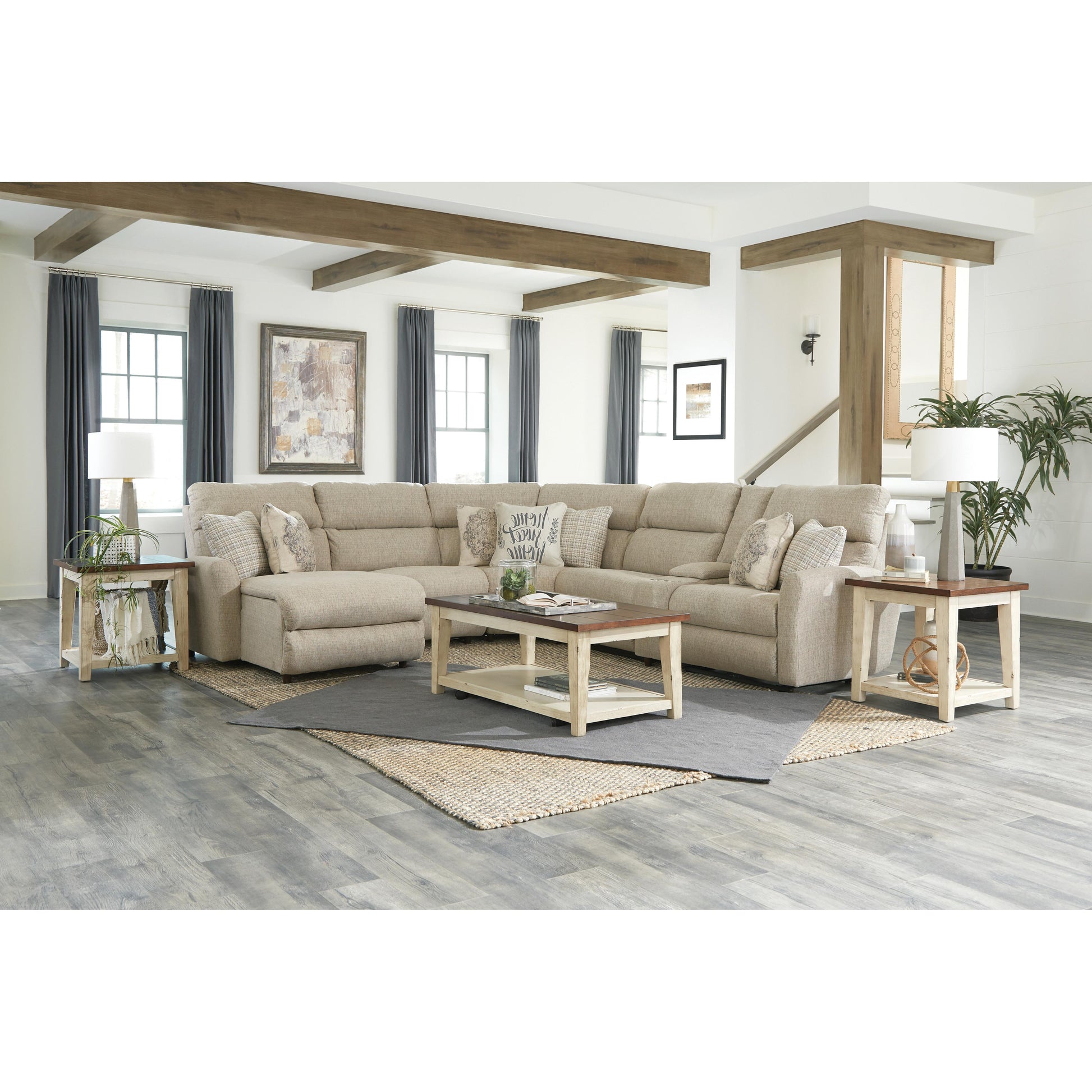 Catnapper McPherson 261 6 pc Power Reclining Sectional - Buff IMAGE 1