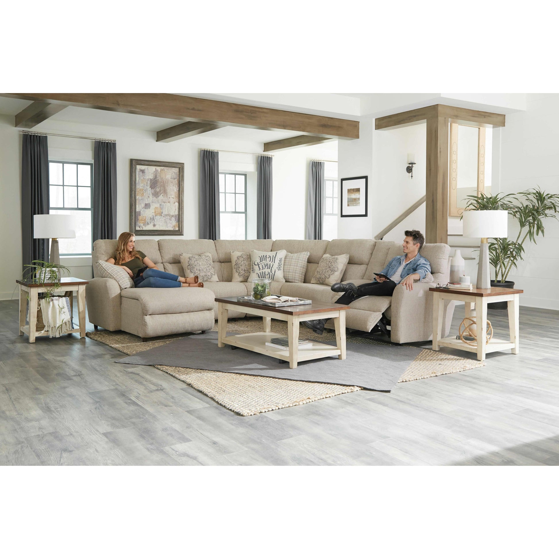  Catnapper McPherson 261 6 pc Power Reclining Sectional - Buff IMAGE 4