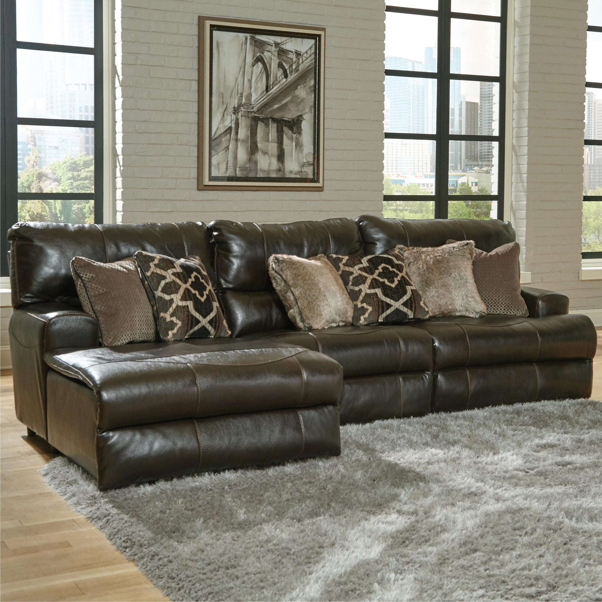  Catnapper Como 436 3 pc Reclining Modular Sectional - Chocolate IMAGE 1