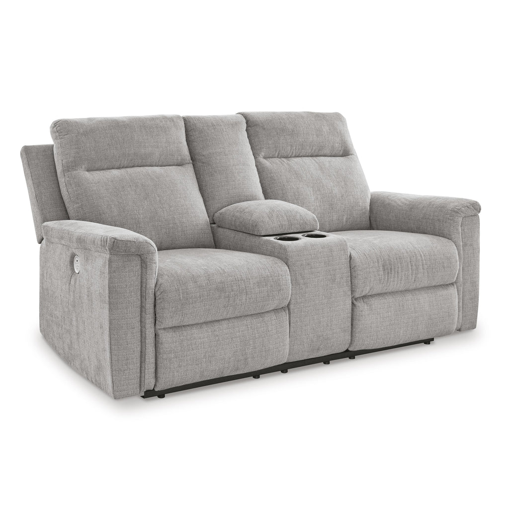 Signature Design by Ashley Barnsana 3320196 Double Reclining Power Loveseat with Console IMAGE 1