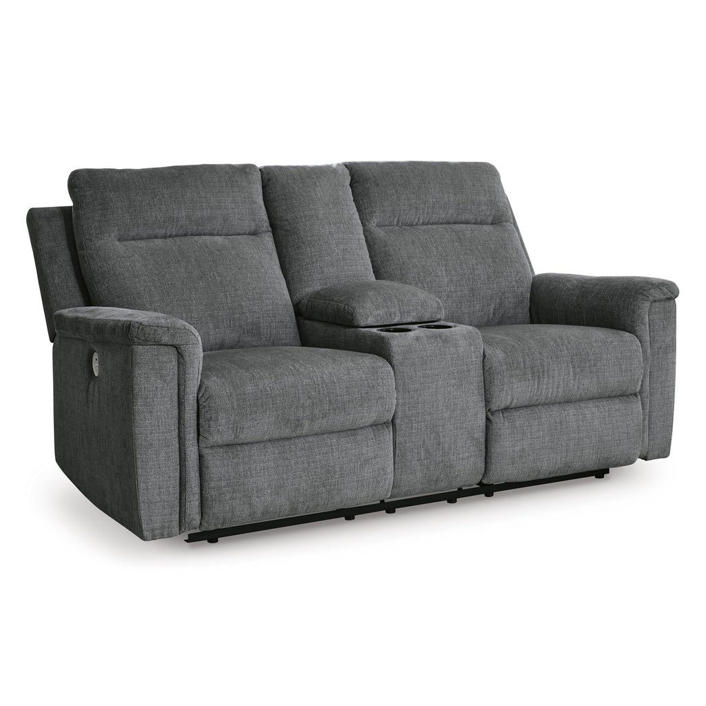 Signature Design by Ashley Barnsana 3320296 Double Reclining Power Loveseat with Console IMAGE 1