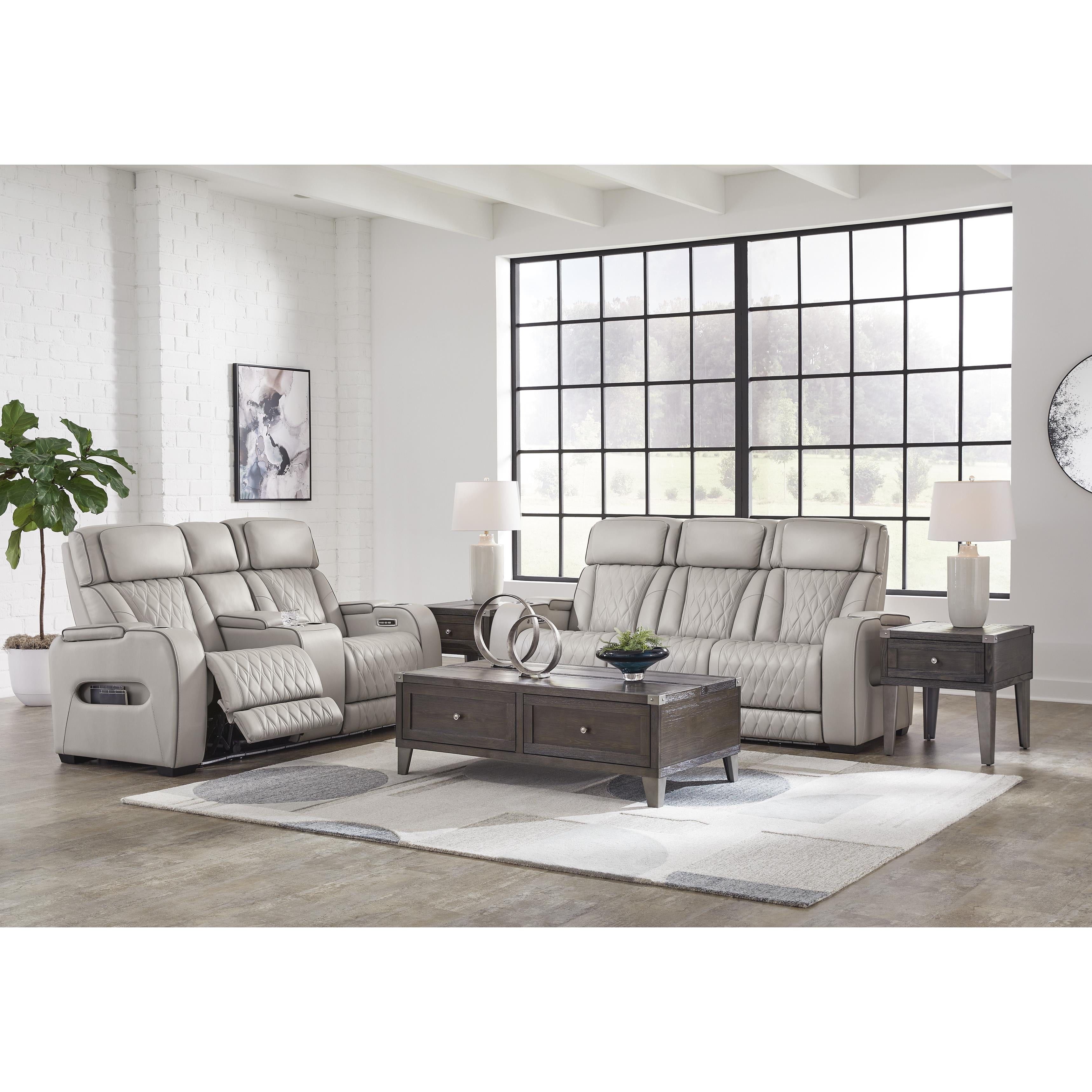 Signature Design by Ashley Boyington Power Reclining Leather Match Sof