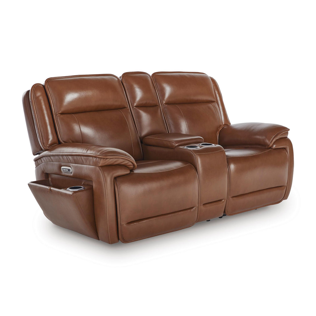Signature Design by Ashley Healy Pier U1120418 Power Reclining Loveseat with Console and Adjustable Headrest IMAGE 1