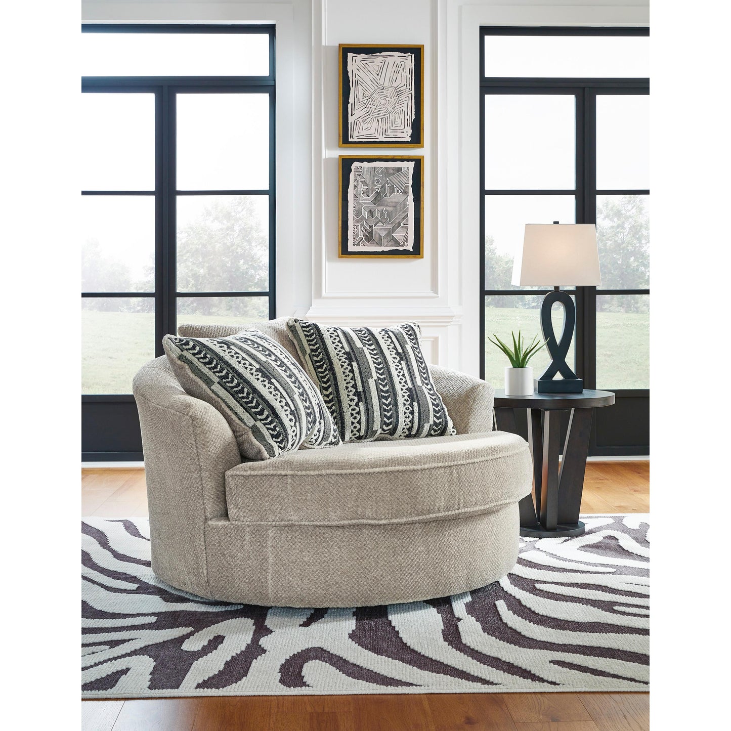 Benchcraft Calnita 20502U1 Oversized Swivel Chair and Ottoman IMAGE 2