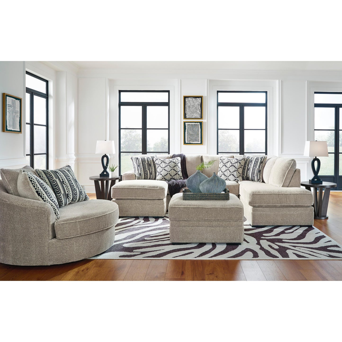 Benchcraft Calnita 20502U1 Oversized Swivel Chair and Ottoman IMAGE 4