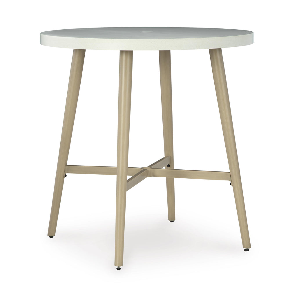 Signature Design by Ashley Seton Creek P798-613 Round Bar Table with Umbrella Option IMAGE 1
