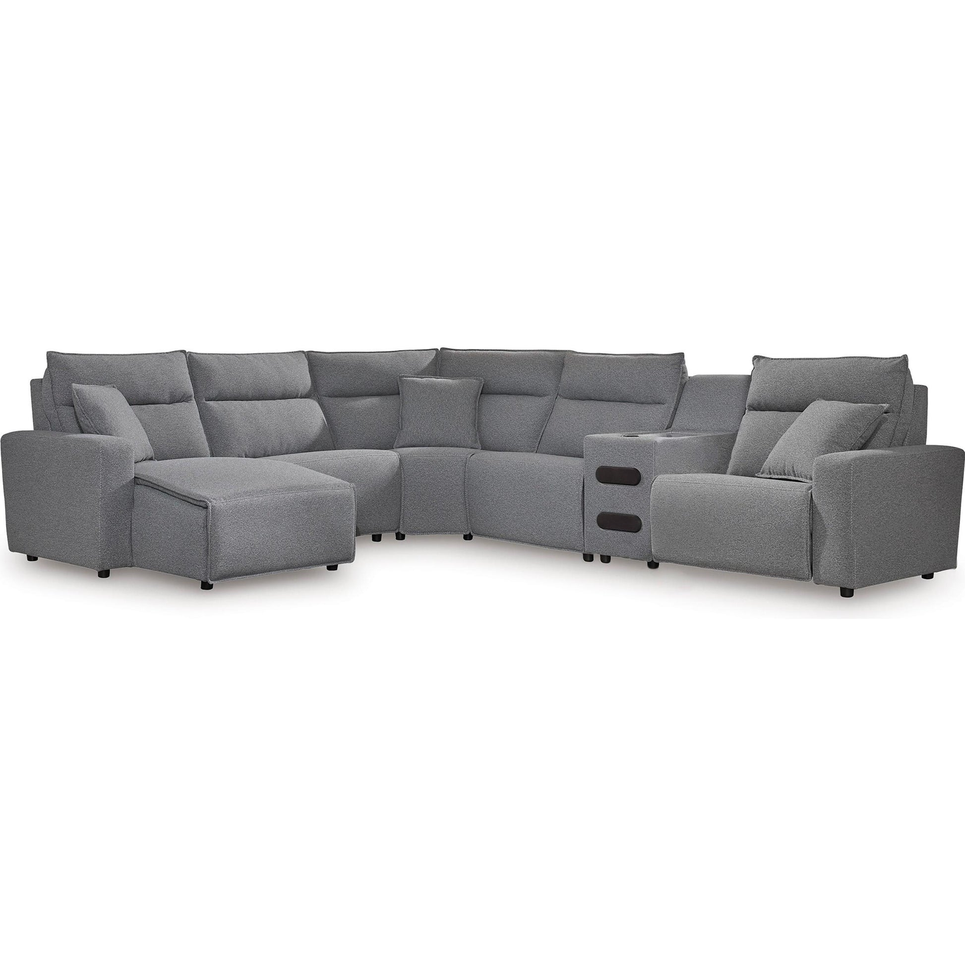 Signature Design by Ashley Modmax 65906S29 6 pc Reclining Sectional with Chaise and Audio Console IMAGE 1