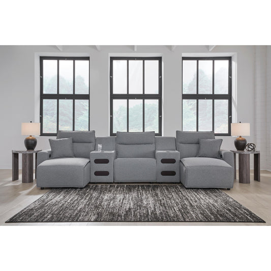 Signature Design by Ashley Modmax 65906S40 5 pc Reclining Sectional with Double Chaise and Audio Consoles IMAGE 1