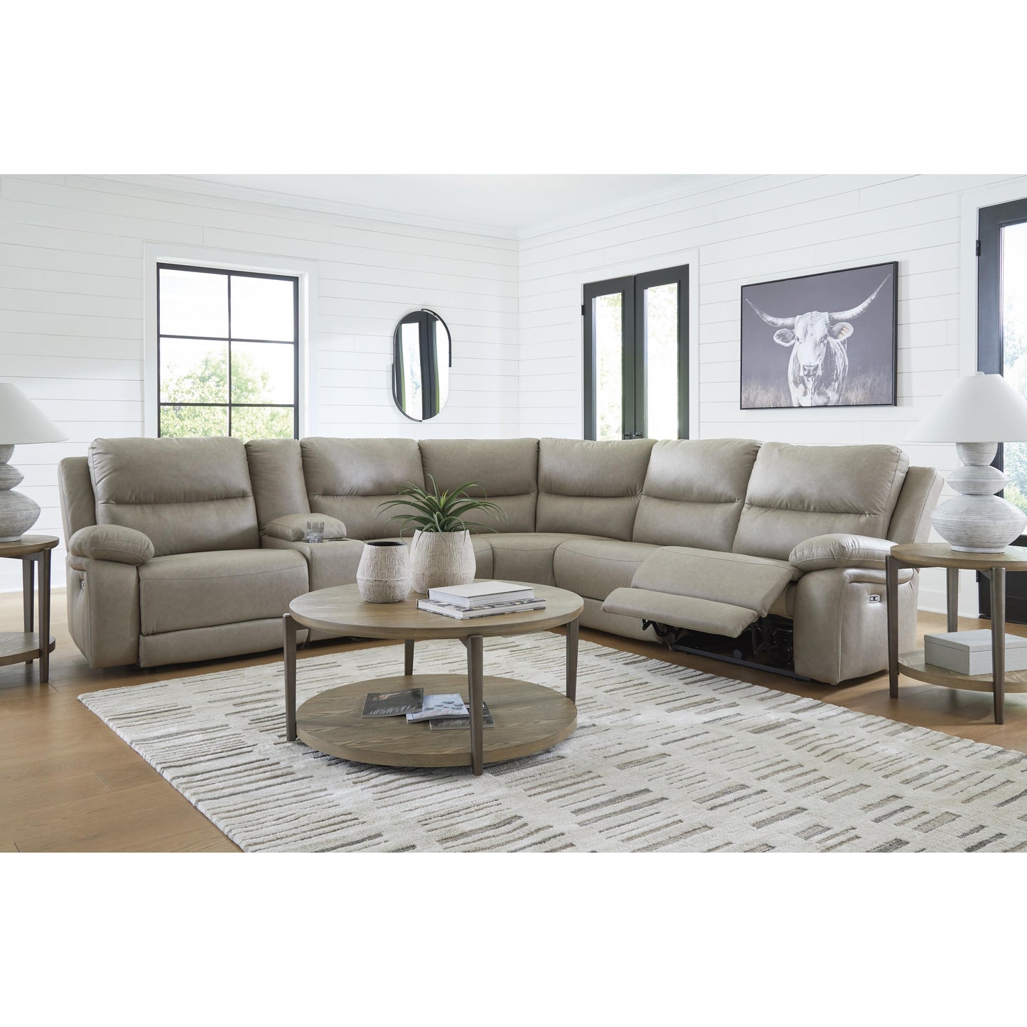 Signature Design by Ashley Narwhal Place PC99201S36 6 pc Reclining Sectional with Storage Console IMAGE 5