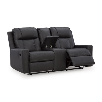  Benchcraft Mackmenville Reclining Leather Look Loveseat with Console 7471394 IMAGE 2