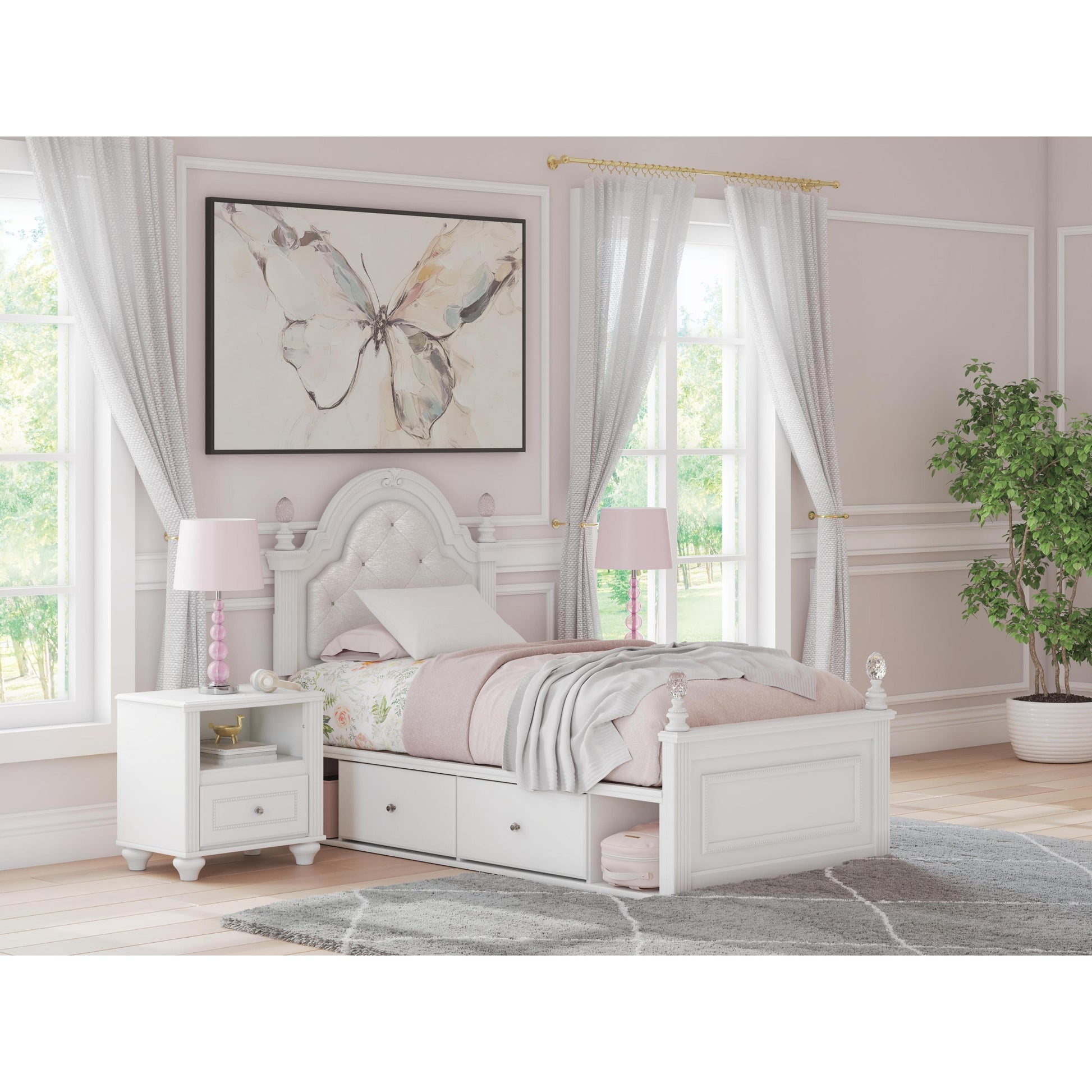  Signature Design by Ashley Kozlani Twin Upholstered Panel Bed with Storage B100-11/PCB1819-153/PCB1819-50/PCB1819-50/PCB1819-52 IMAGE 2
