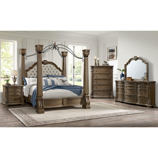  Elements International Madison Park B-10460-5-KPB King Upholstered Poster Bed IMAGE 1