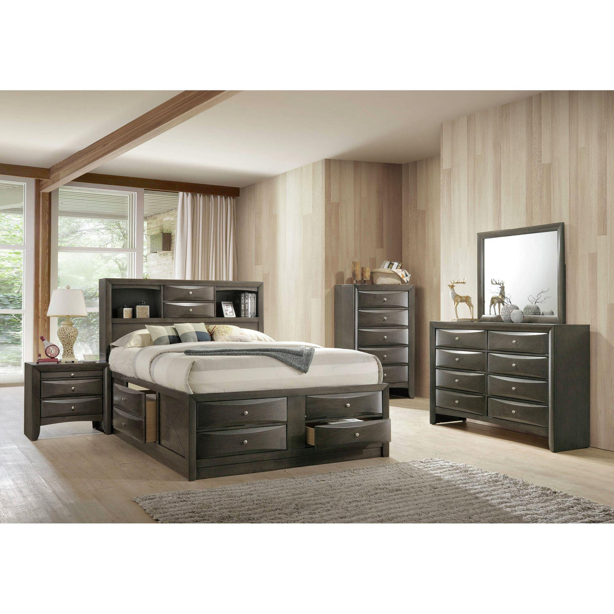  Elements International Emily EG199QB Queen Storage Bed IMAGE 3