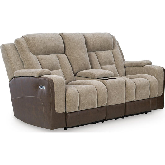  Signature Design by Ashley Mixed Motion PC8350418 Power Reclining Loveseat with Console  & Adjutasble Headrest IMAGE 1