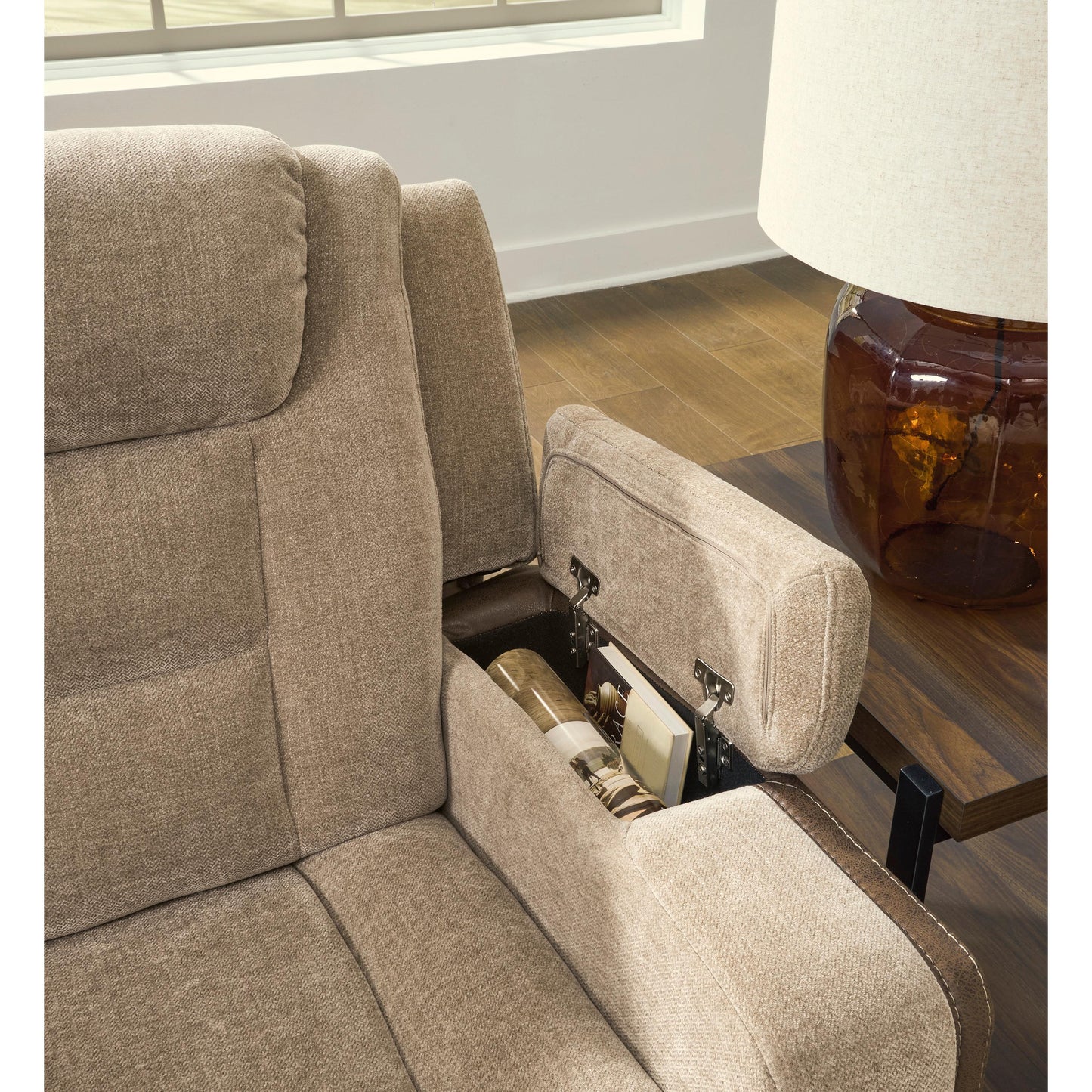  Signature Design by Ashley Mixed Motion PC8350418 Power Reclining Loveseat with Console  & Adjutasble Headrest IMAGE 6