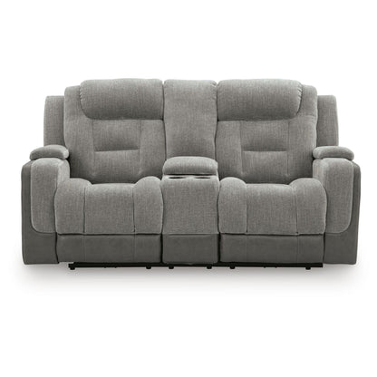  Signature Design by Ashley Mixed Motion PC8350518 Power Reclining Loveseat with Console  & Adjutasble Headrest IMAGE 2