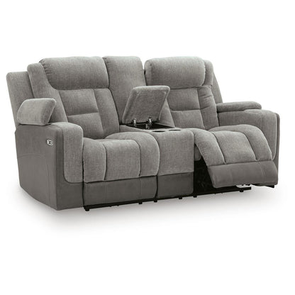  Signature Design by Ashley Mixed Motion PC8350518 Power Reclining Loveseat with Console  & Adjutasble Headrest IMAGE 6