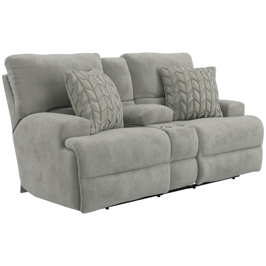  Catnapper Renaldo 61289 Power Lay Flat Reclining Console Loveseat with Zero Gravity - Stone IMAGE 1