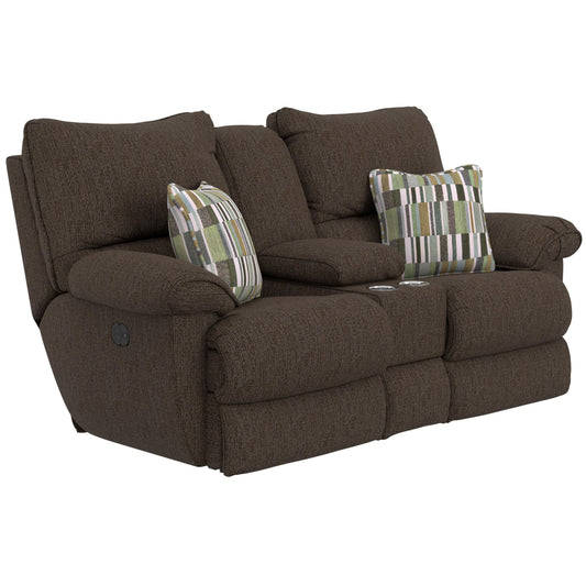  Catnapper Lenny 62579 Power Lay Flat Reclining Console Loveseat - Chocolate IMAGE 1