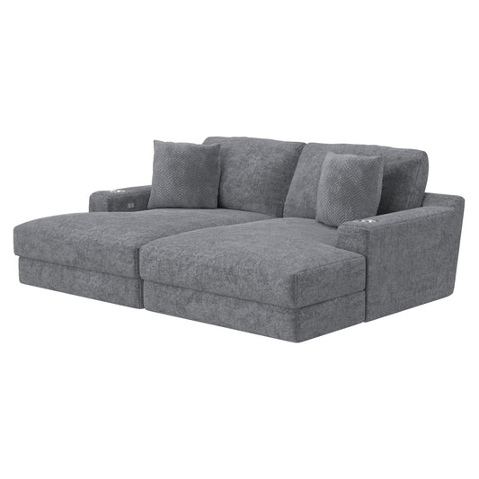  Jackson Furniture Cozy 344515 LSF Chaise with USB - Gunmetal IMAGE 1