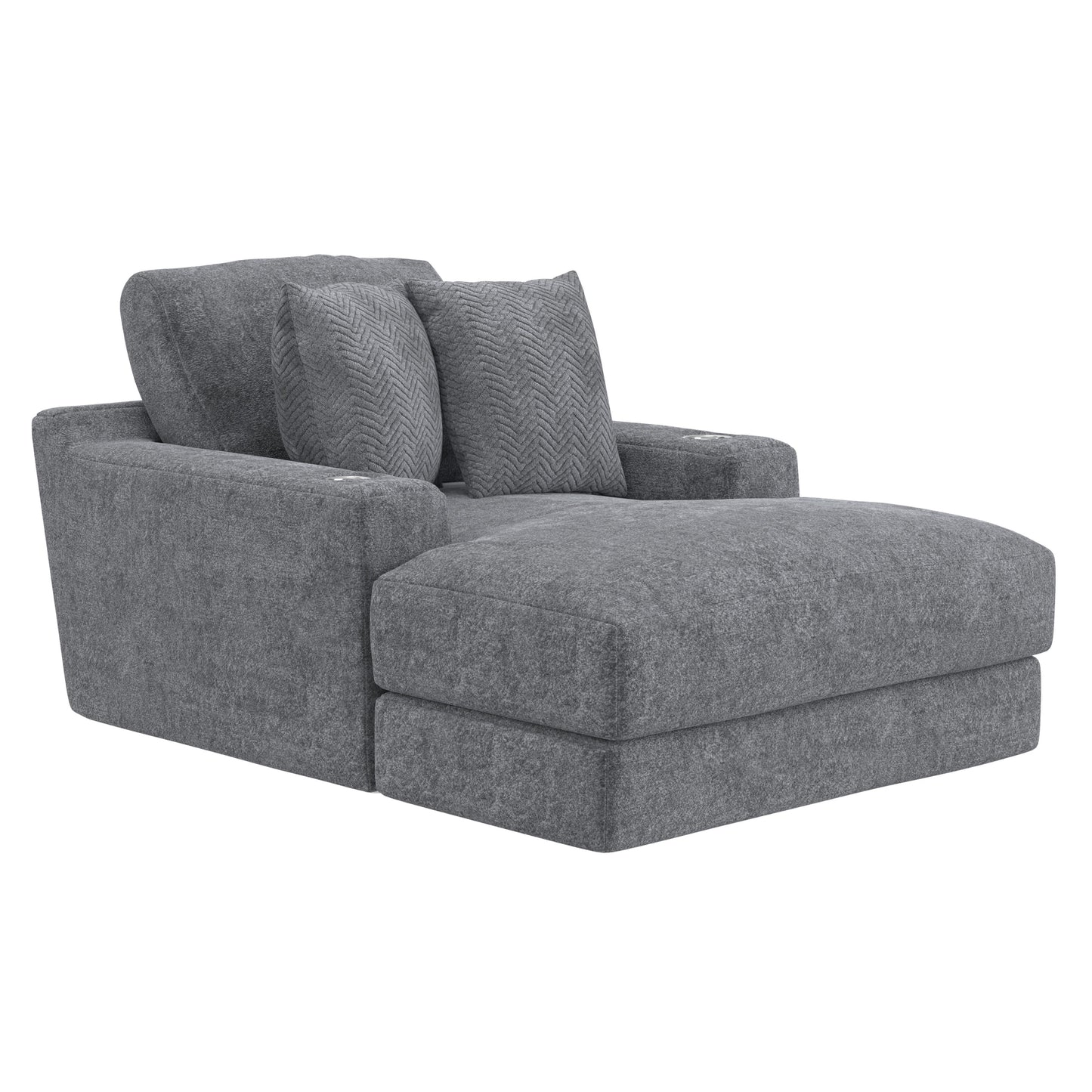  Jackson Furniture Cozy 344519 Chaise with USB - Gunmetal IMAGE 1