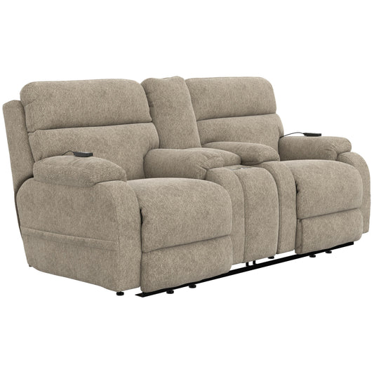  Catnapper Regenerator 764819 Dual Lift Power Headrest Console Loveseat with CR3 Heat/Massage/Lumbar/Zero Gravity - Burlap IMAGE 1