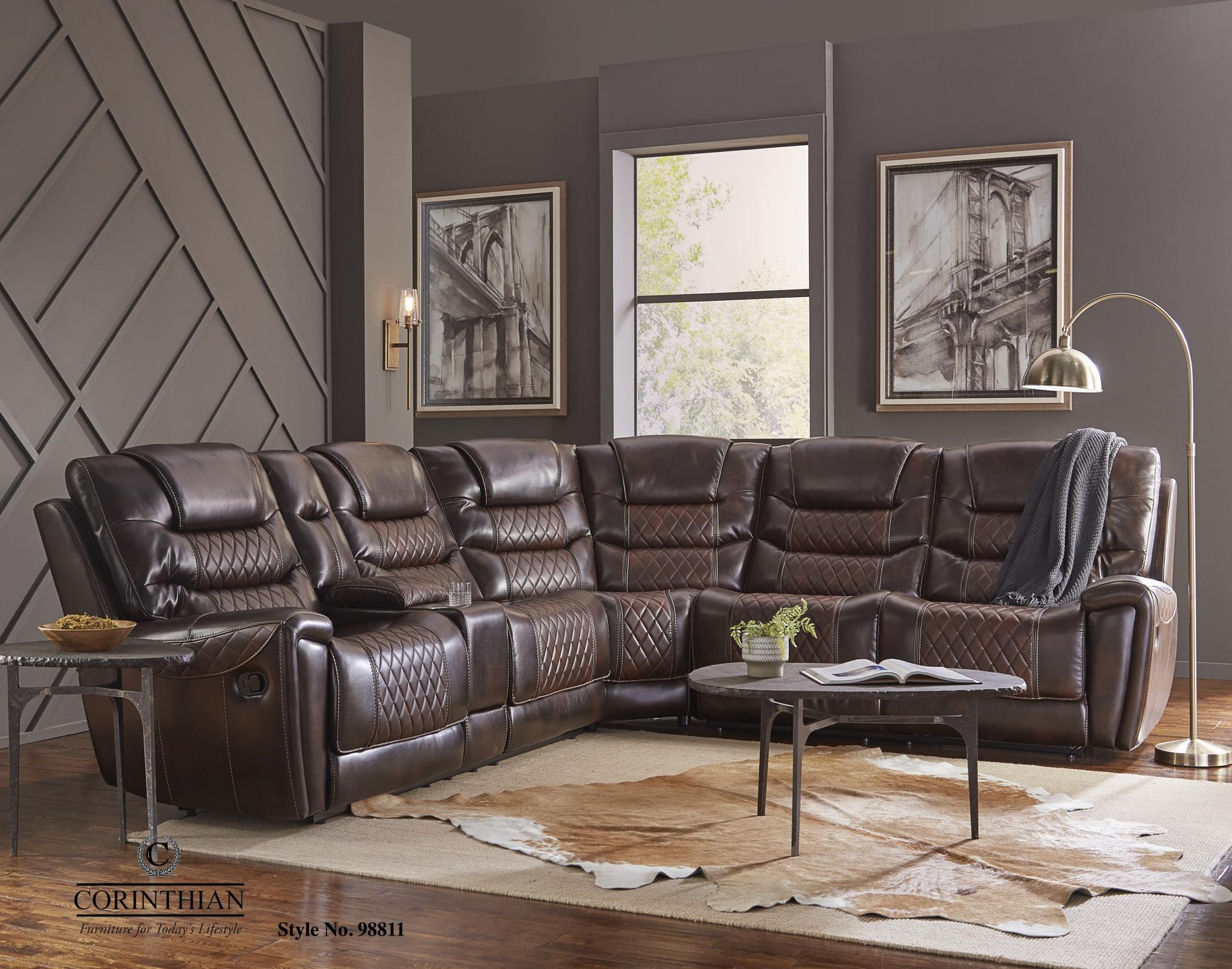 98811 Breckenridge Sectional - Brown and Tabacco - American Furniture of Slidell