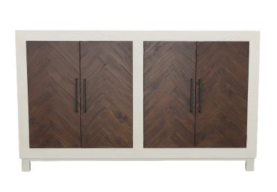 AIDAN-4DC 4 DOOR CONSOLE IN LINEN W/WALNUT Vintage LLC