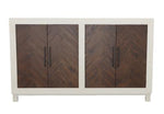 AIDAN-4DC 4 DOOR CONSOLE IN LINEN W/WALNUT Vintage LLC
