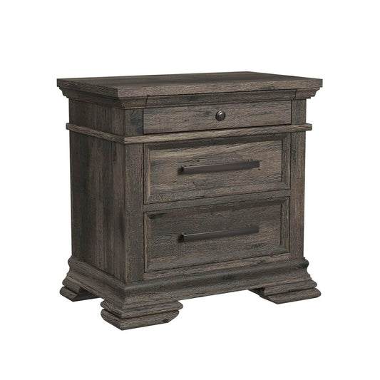 Elements - Park Ridge 3-Drawer Nightstand - Charcoal
