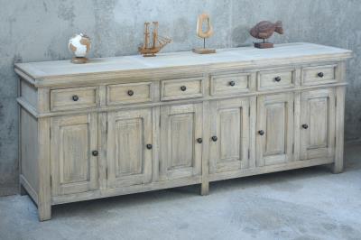 NEW Chelsa Credenza 6Raisd Panel Dr 6Drw w/RG 86.2x18.1x33.1"H 219x46x84cm DRIFTWOOD