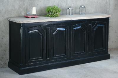 NEW Early American Credenza 4Doors 78.7x20.1x35.3"H (200x51x90cm) EBONY